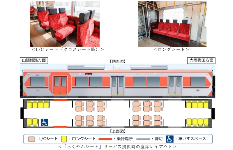 阪神電車初の座席指定サービス名は「らくやんシート」に！新型3000系で